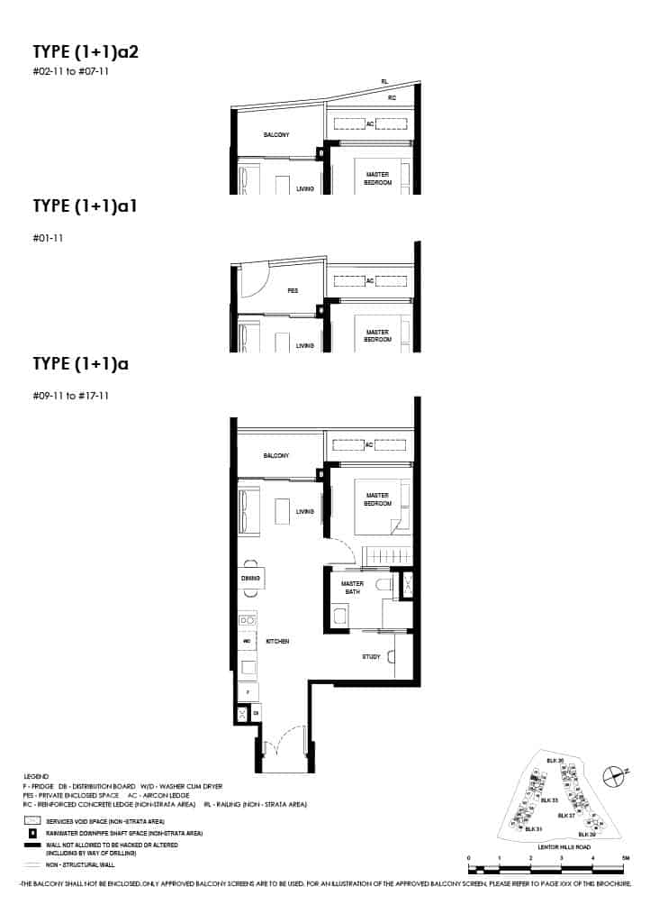 Lentor Hills Floor Plan 1 Bedroom Plus Study Type 1+1a