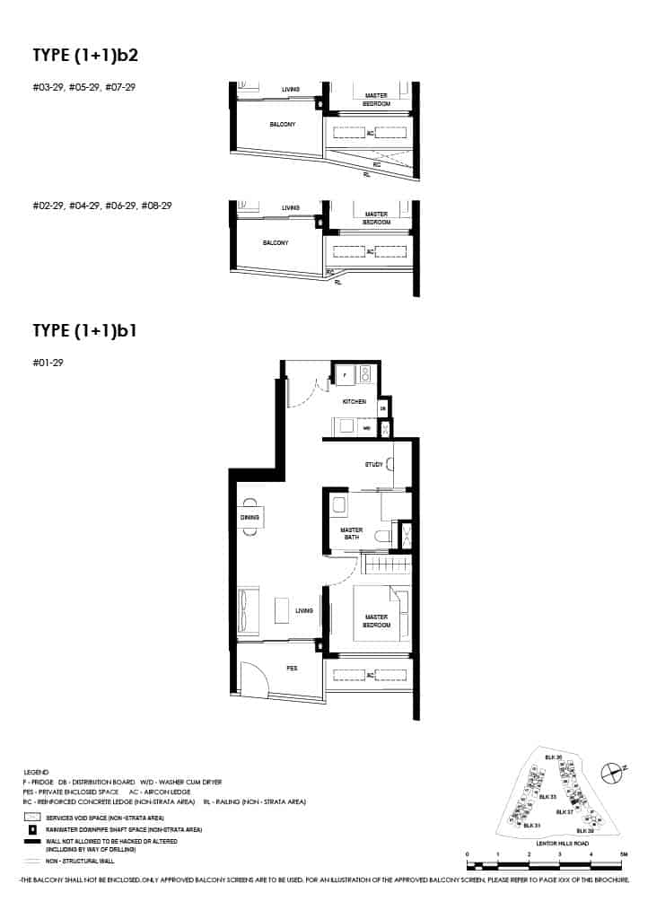 Lentor Hills Floor Plan 1 Bedroom Plus Study Type 1+1b1