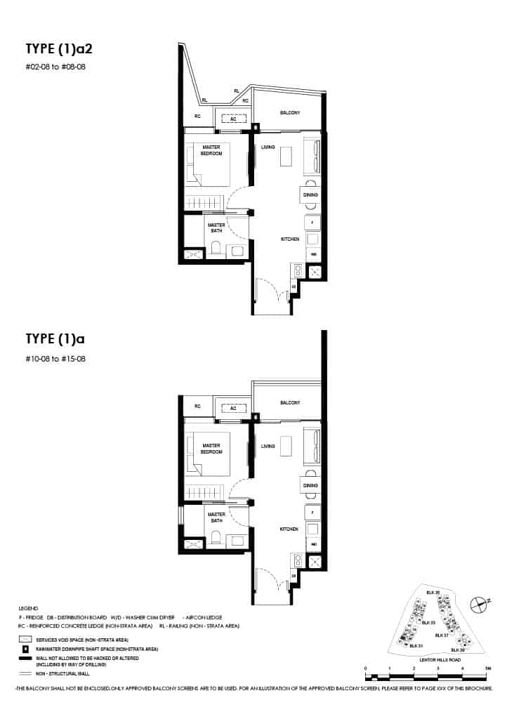 Lentor Hills Floor Plan 1 Bedroom Type 1a