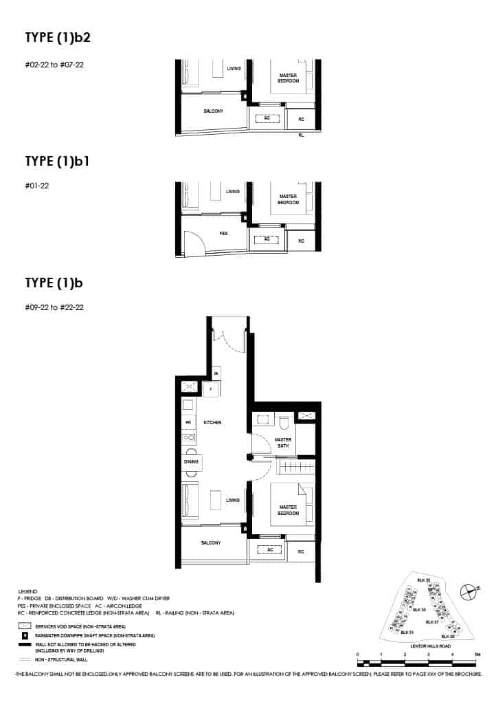 Lentor Hills Floor Plan 1 Bedroom Type 1b