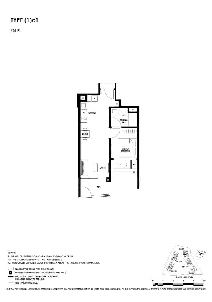 Lentor Hills Floor Plan 1 Bedroom Type 1c