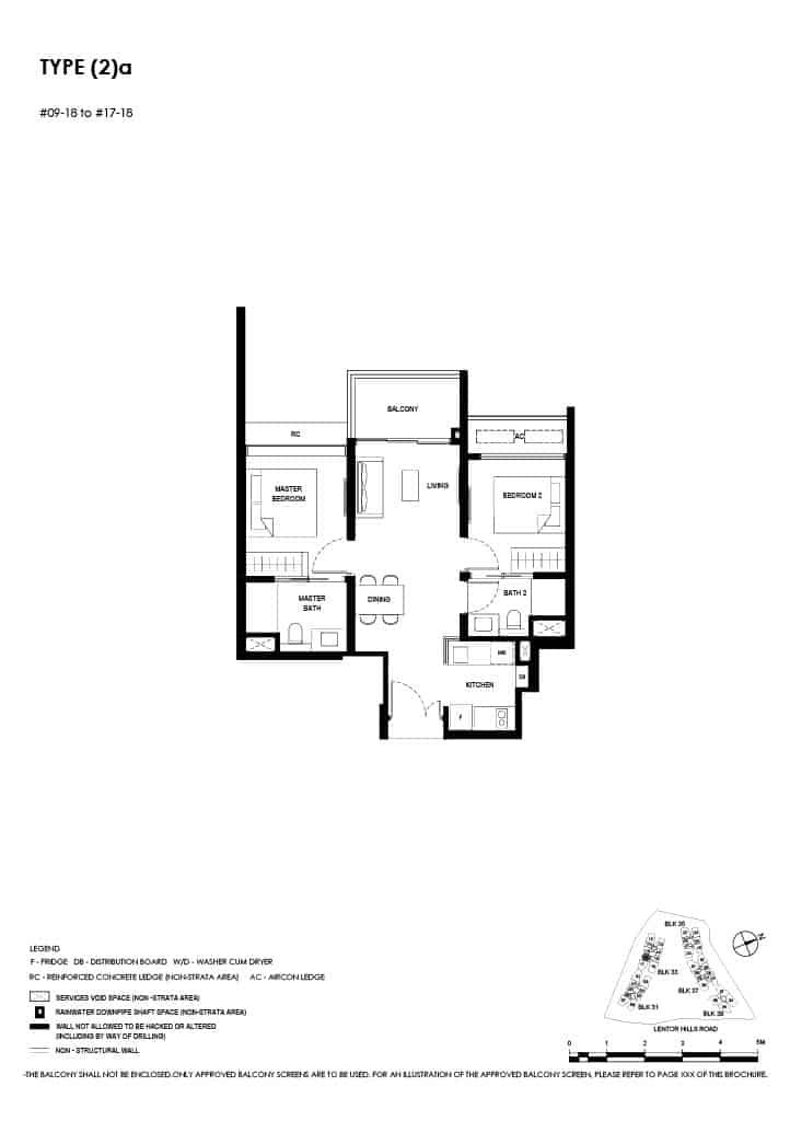 Lentor Hills Floor Plan 2 Bedroom Type 2a