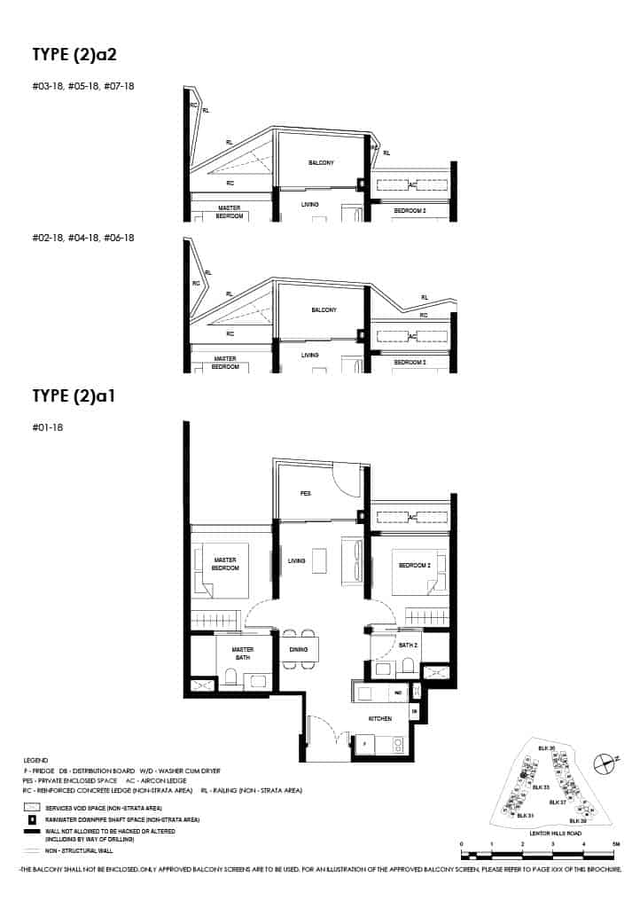 Lentor Hills Floor Plan 2 Bedroom Type 2a1