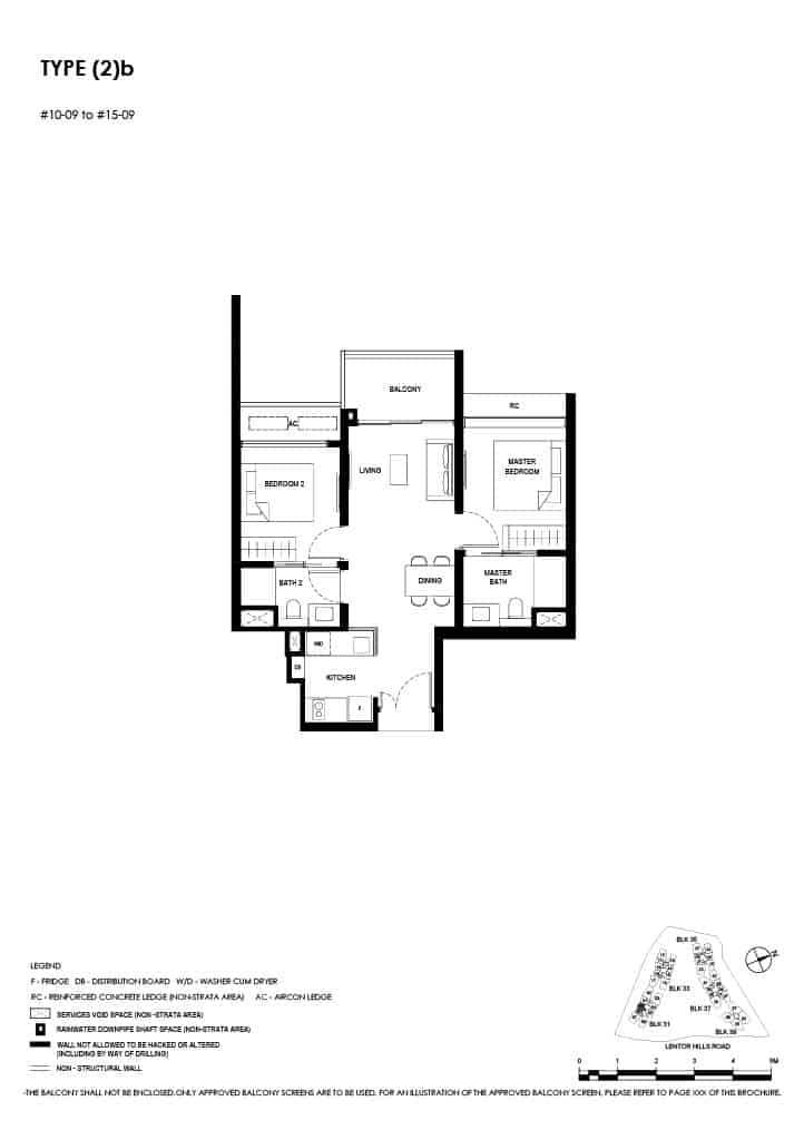 Lentor Hills Floor Plan 2 Bedroom Type 2b