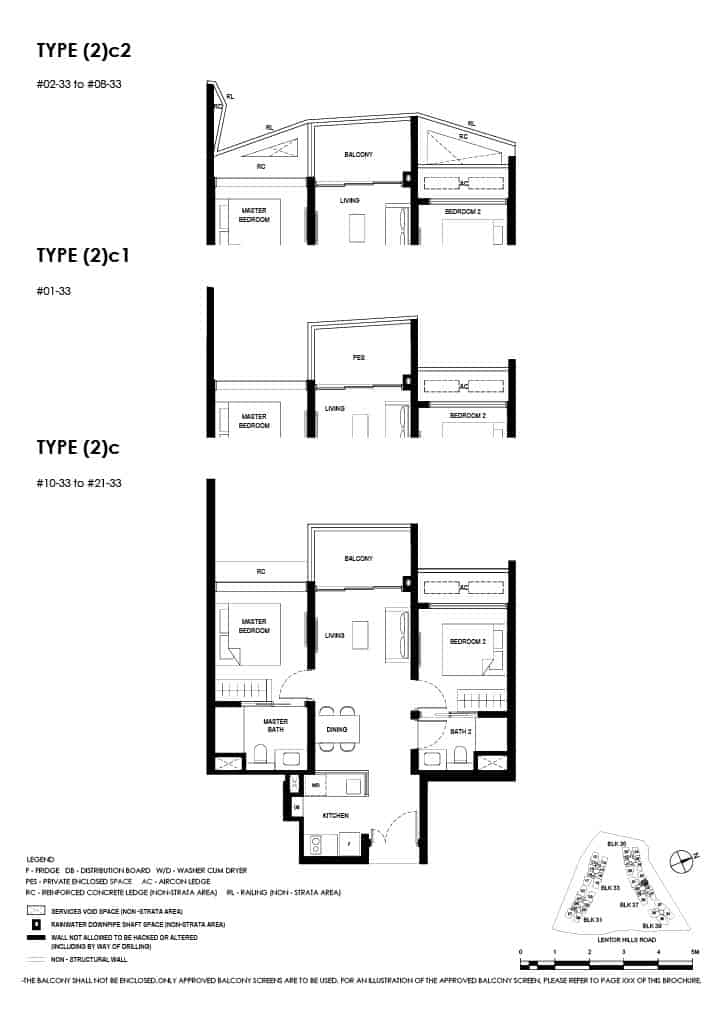 Lentor Hills Floor Plan 2 Bedroom Type 2c