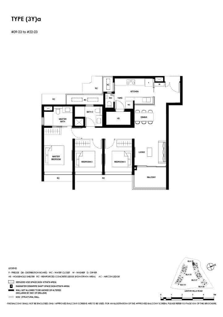 Lentor Hills Floor Plan 3 Bedroom Plus Yard Type 3Ya