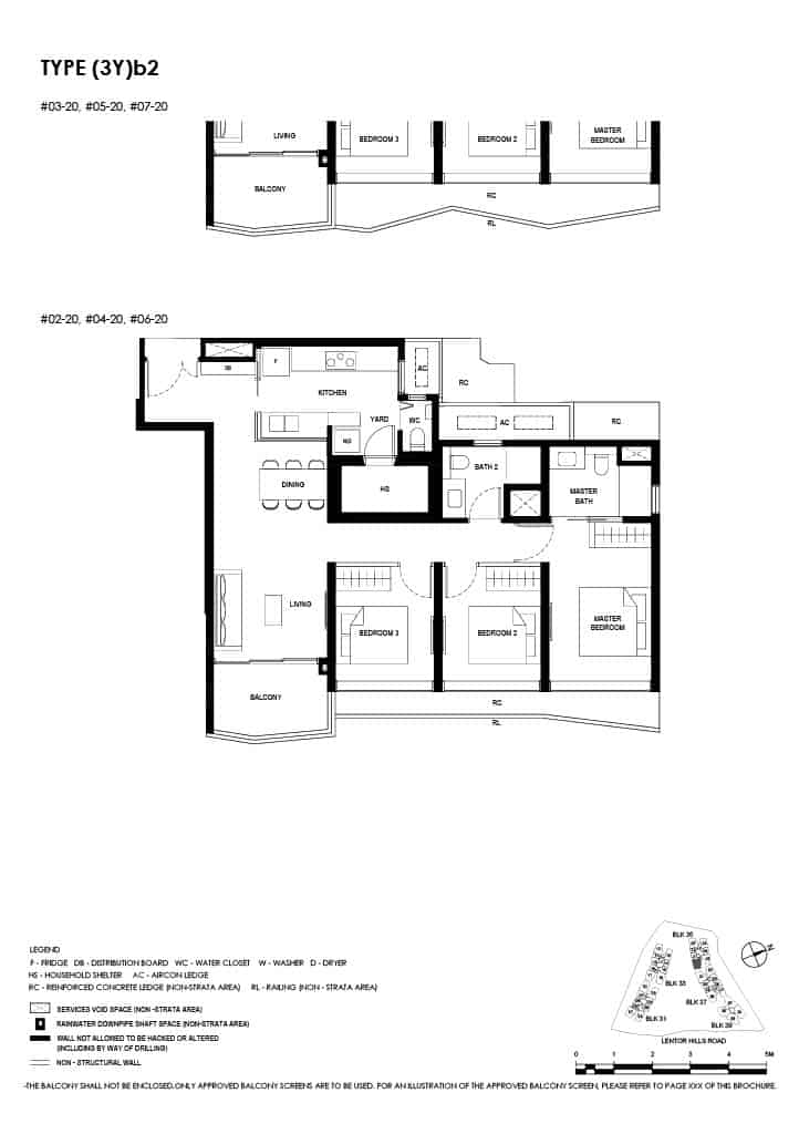 Lentor Hills Floor Plan 3 Bedroom Plus Yard Type 3Yb2