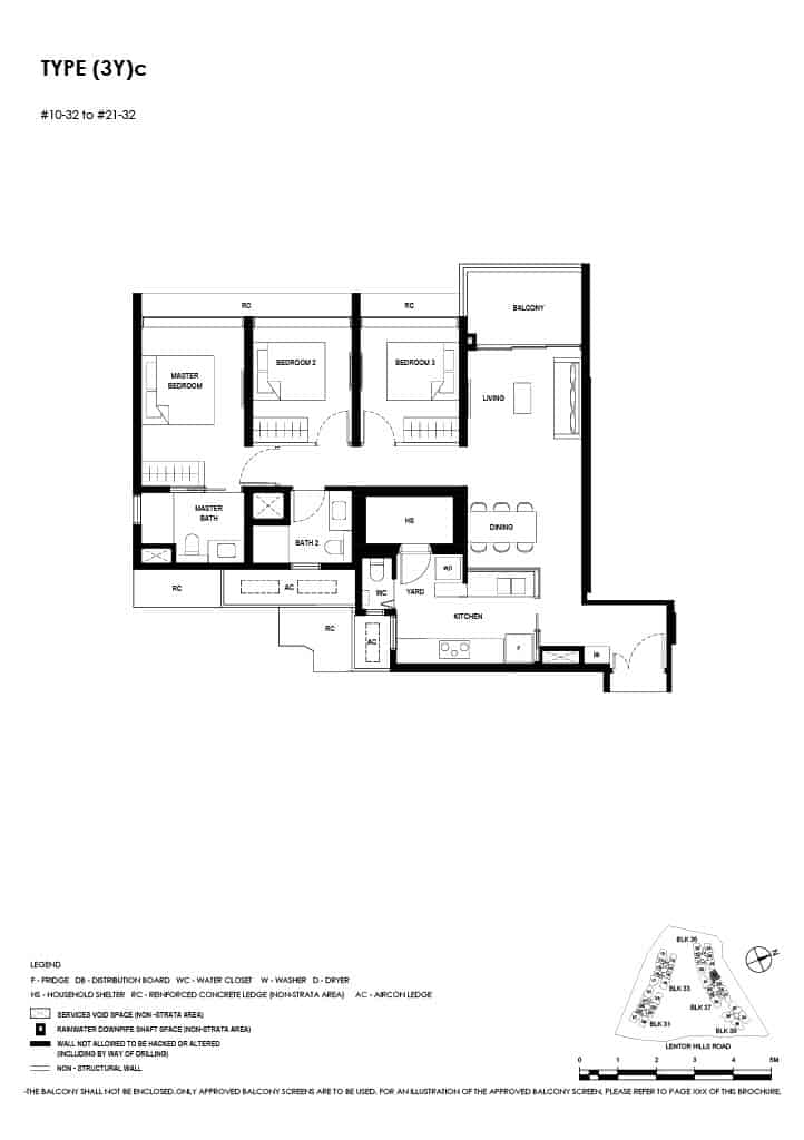 Lentor Hills Floor Plan 3 Bedroom Plus Yard Type 3Yc