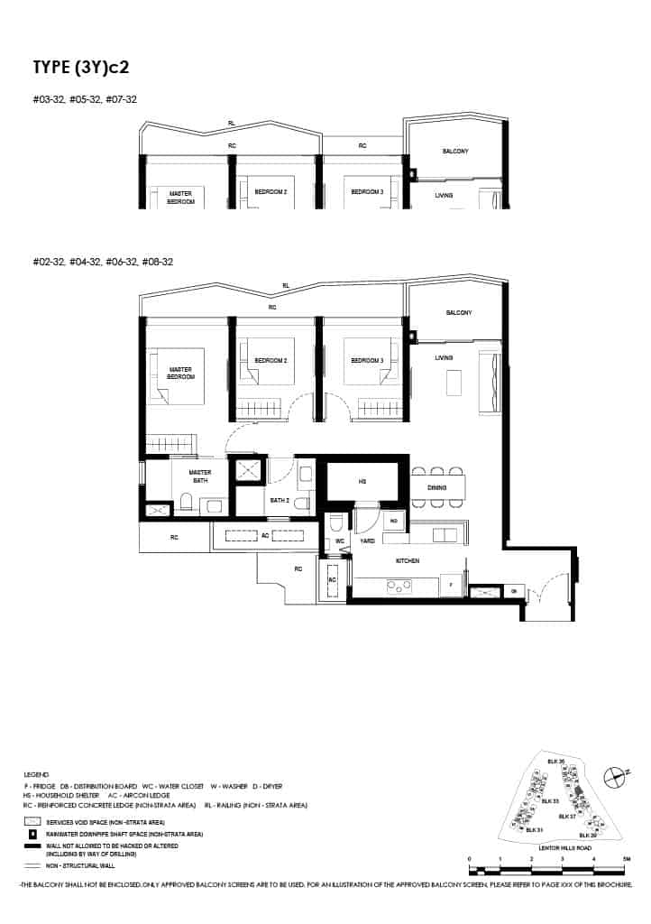 Lentor Hills Floor Plan 3 Bedroom Plus Yard Type 3Yc2