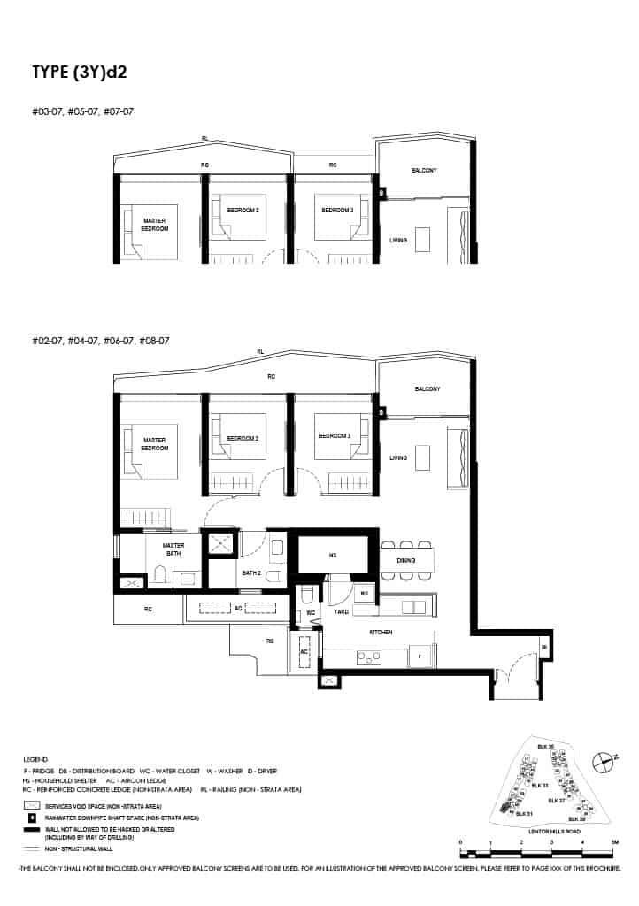 Lentor Hills Floor Plan 3 Bedroom Plus Yard Type 3Yd2