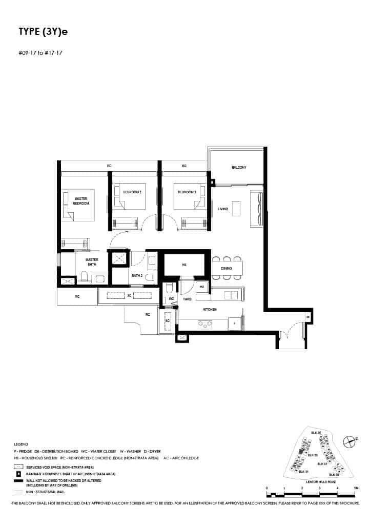 Lentor Hills Floor Plan 3 Bedroom Plus Yard Type 3Ye