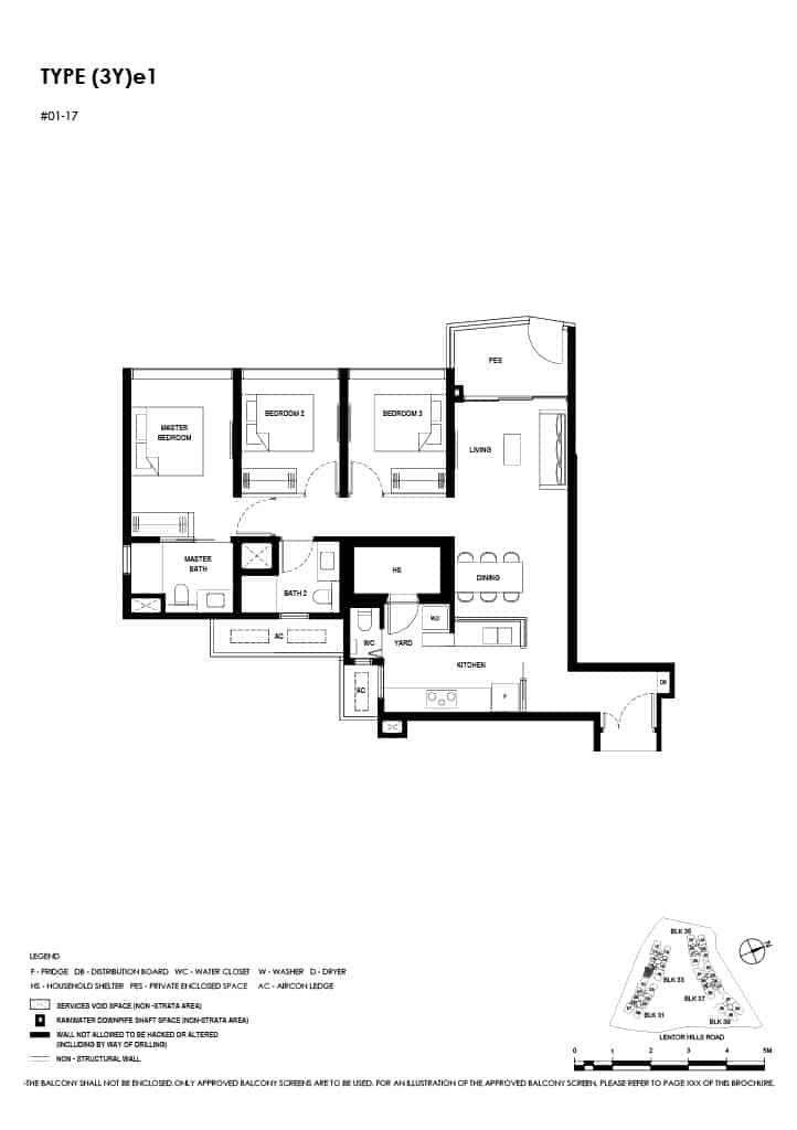 Lentor Hills Floor Plan 3 Bedroom Plus Yard Type 3Ye1