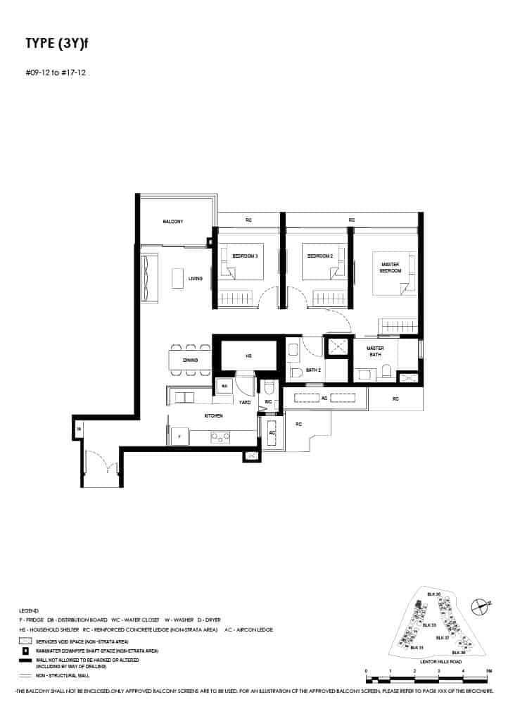 Lentor Hills Floor Plan 3 Bedroom Plus Yard Type 3Yf