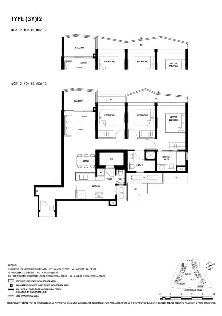 Lentor Hills Floor Plan 3 Bedroom Plus Yard Type 3Yf2