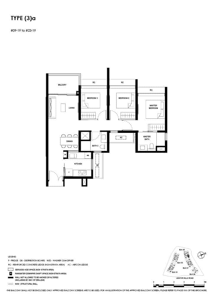 Lentor Hills Floor Plan 3 Bedroom Type 3a