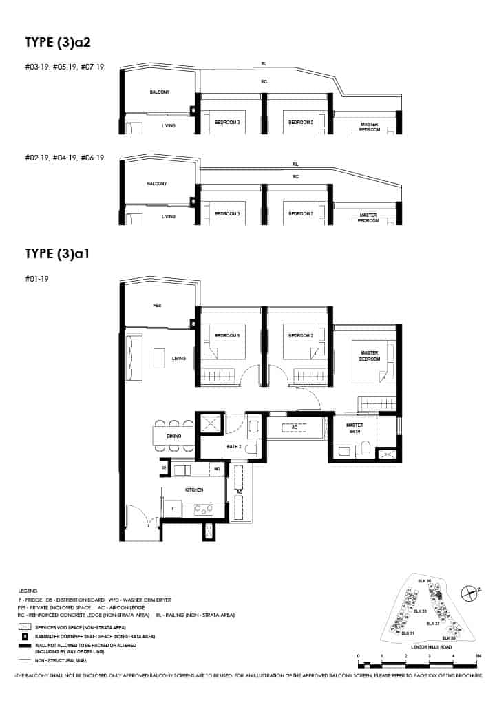 Lentor Hills Floor Plan 3 Bedroom Type 3a1