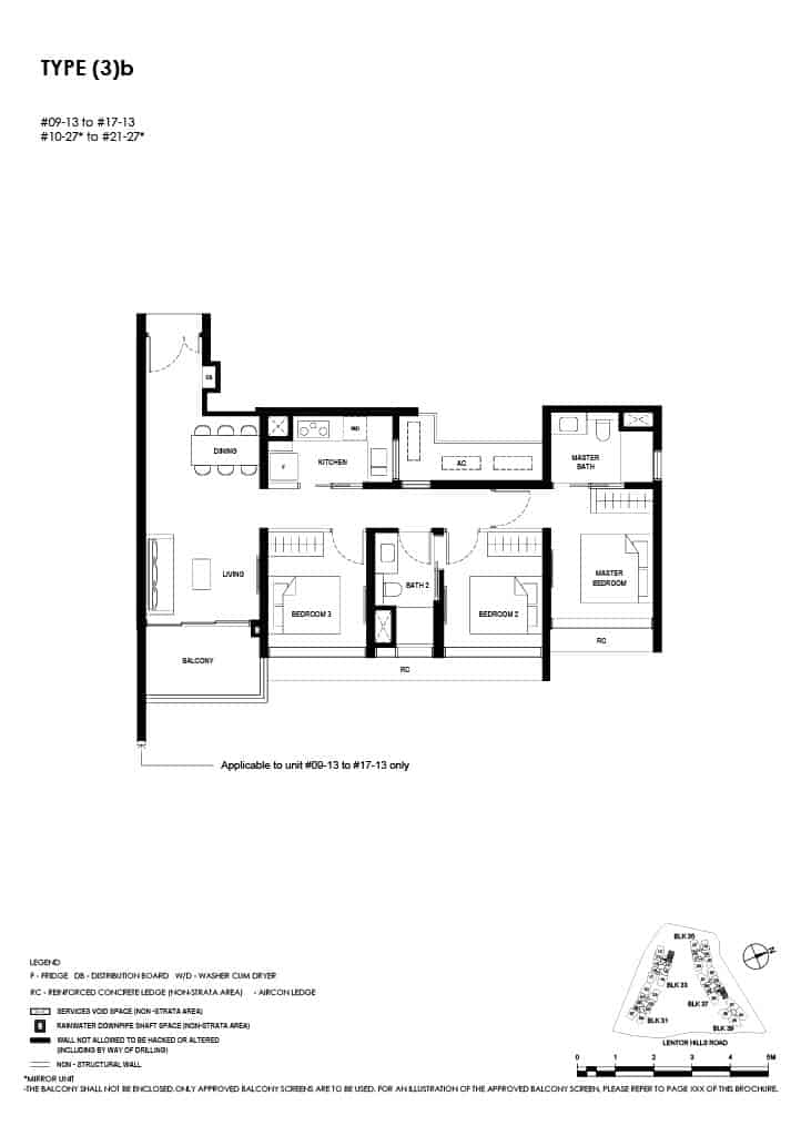 Lentor Hills Floor Plan 3 Bedroom Type 3b