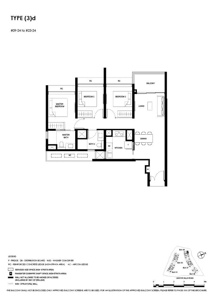 Lentor Hills Floor Plan 3 Bedroom Type 3d