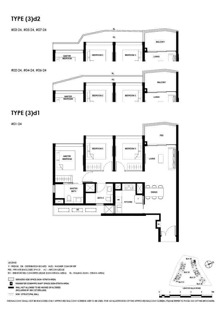 Lentor Hills Floor Plan 3 Bedroom Type 3d1