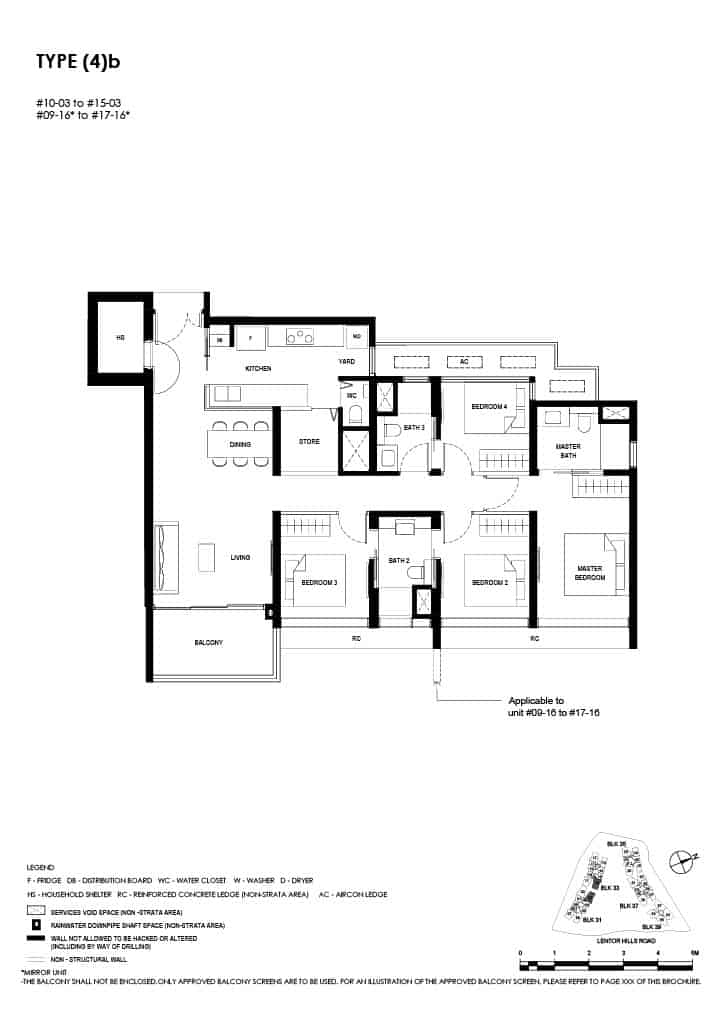 Lentor Hills Floor Plan 4 Bedroom Type 4b