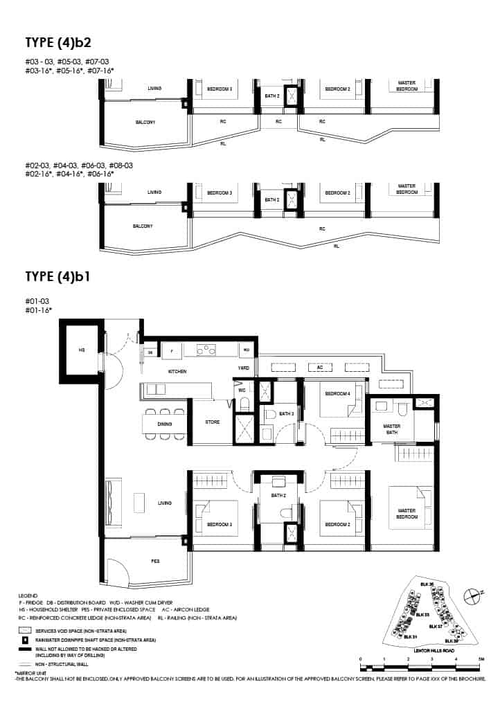 Lentor Hills Floor Plan 4 Bedroom Type 4b1