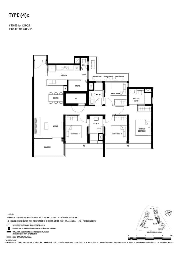 Lentor Hills Floor Plan 4 Bedroom Type 4c