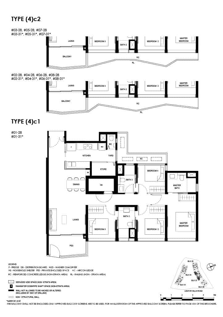 Lentor Hills Floor Plan 4 Bedroom Type 4c1